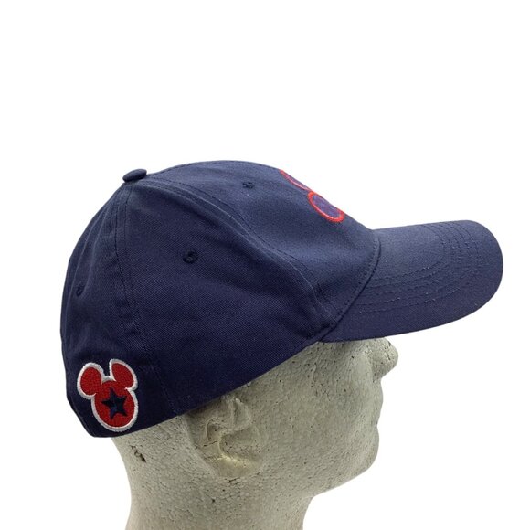 Disney Mickey Mouse Blue Star Navy Blue Adjustable Adult Cap Hat Red Snapback - Picture 2 of 7